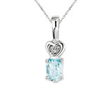 Sterling Silver Genuine Aquamarine Heart Pendant Necklace with Chain 2/5 Carat (ctw)